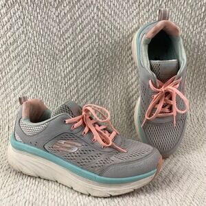 Skechers D'Lux‎ Walker Gray Coral Lace Up Athleisure 149023 Sneakers Women's 9